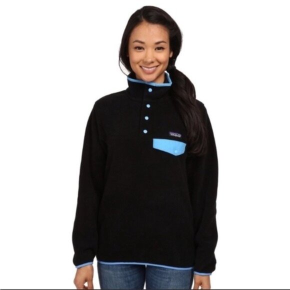 Patagonia Synchilla Women's Jacket - Black and Light Blue - Picture 1 of 9